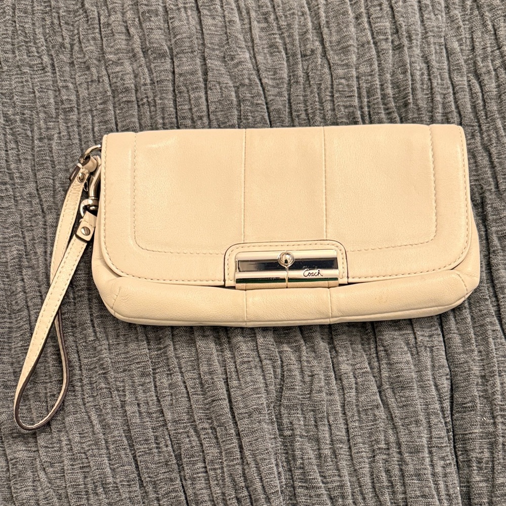 Coach Beige Leather Wristlet